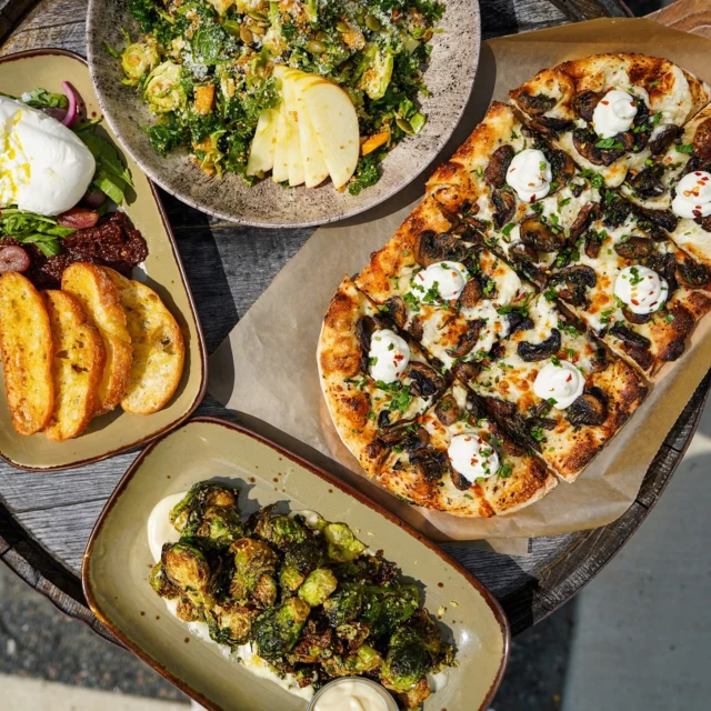 THE FALL MENU IS SERVED🍂🍁🌾

We are excited to introduce the first lineup of our brand new fall menu items! Perfect for cozying up and celebrating with a couple pumpkin beers🍻✨ Check out all the new details below!

NEW ITEMS - 
🍄‍🟫Mushroom & Ricotta Pizza:
farm cheese, four cheese blend, herb roasted mushrooms, whipped ricotta, chile flakes

🍏Kale Crunch
shaved brussels sprouts, roasted butternut squash, honey crisp apples, dates, pepitas, parmesan, toasted quinoa crunch, cranberry balsamic

🍇Creamy Burrata
roasted grapes, pickled onion, arugula, cherry compote, crostini

🍁Crispy Brussels Sprouts
maple miso aioli, lemon